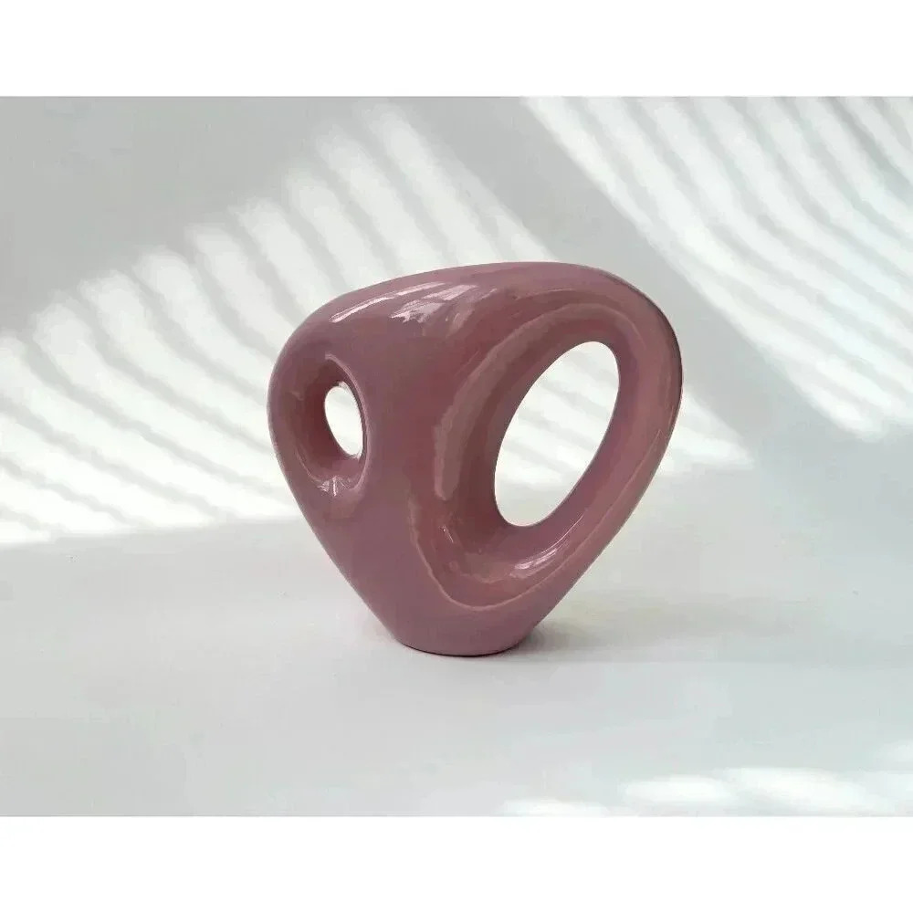 Vintage Midcentury Soft Pink / Mauve Royal Haeger Ceramic Cut Out Vase